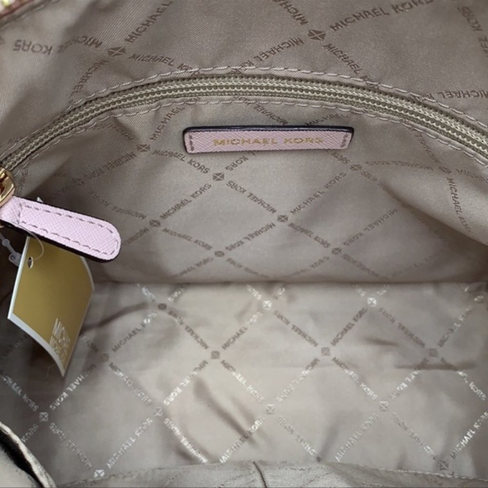 Michael Kors Jet Set Travel Medium Leather Dome Satchel Powder Blush Multi - Picture 13 of 16